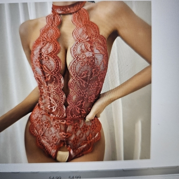 NEW Poteti Crotchless Red Lace Backless Bodysuit XXXL - Picture 5 of 10